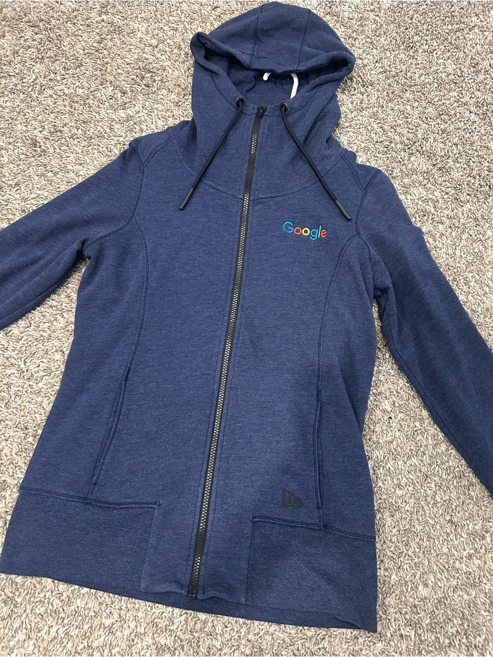 google Navy Zip-Up Hooded Sweatshirt with Embroidered Logo